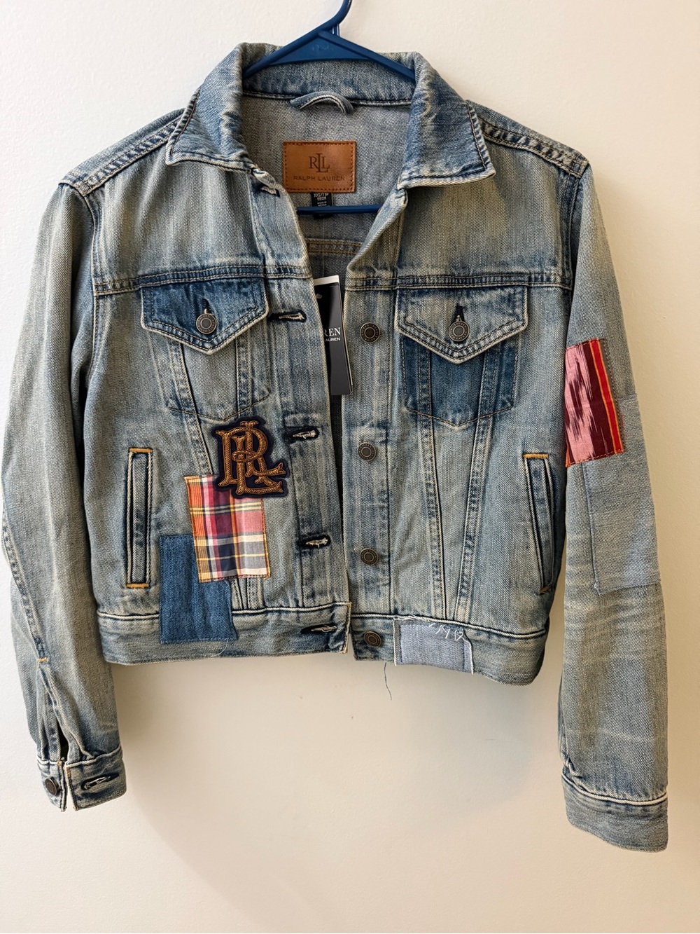 Ralph Lauren Light Blue Denim Jacket with Patchwork Accents
